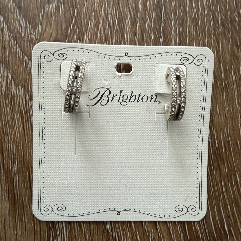 NEW Brighton Silver-Tone Crystal Accent Hoop Earrings